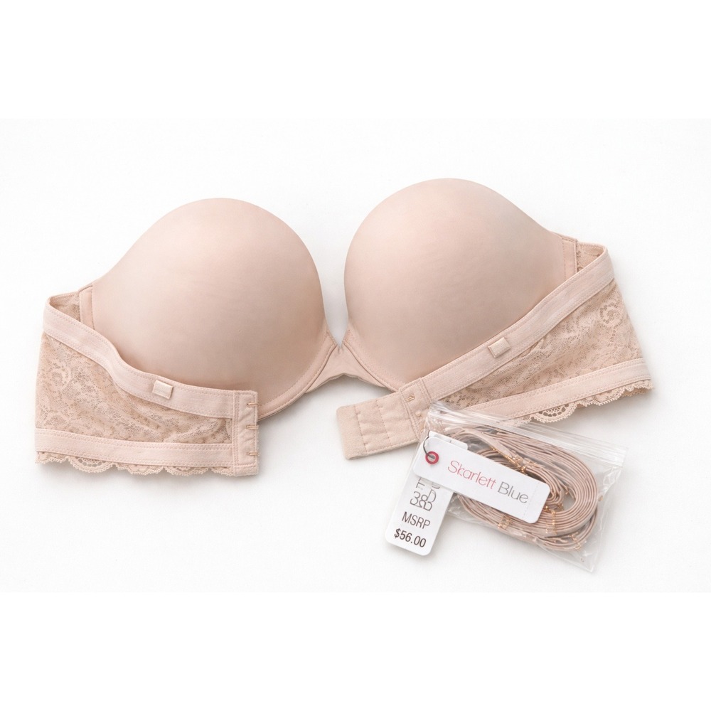 Skarlett Blue Goddess 329L01 Convertible Strapless Bra‎ 38D Beige Lace NWT